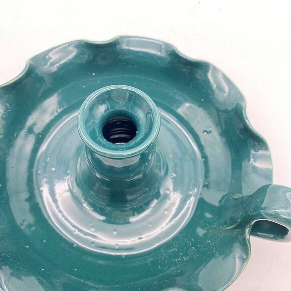 Vintage R & L Pottery Oil Lamp Green Signed Handle Wick Seagrove NC ‘95 Rustic - Picture 8 of 16